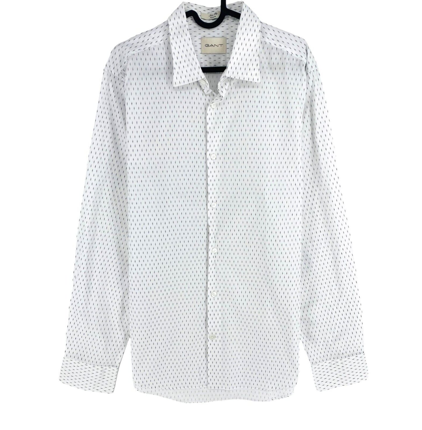 GANT Men White Slim Fit Poplin Long Sleeves Shirt Size XL 43/44 17.5