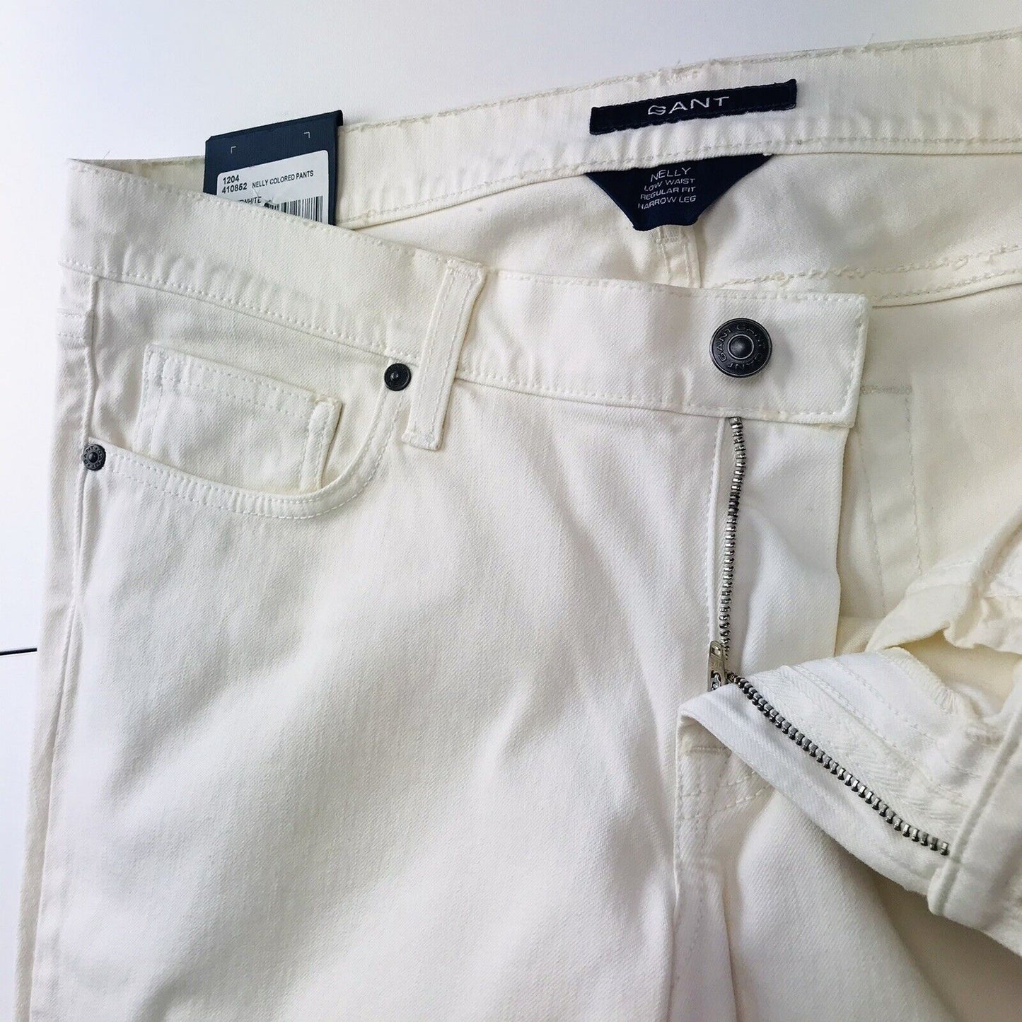 GANT NELLY Femme Beige Clair Taille Basse Coupe Regular Jambe Étroite Jeans Taille W32 L34