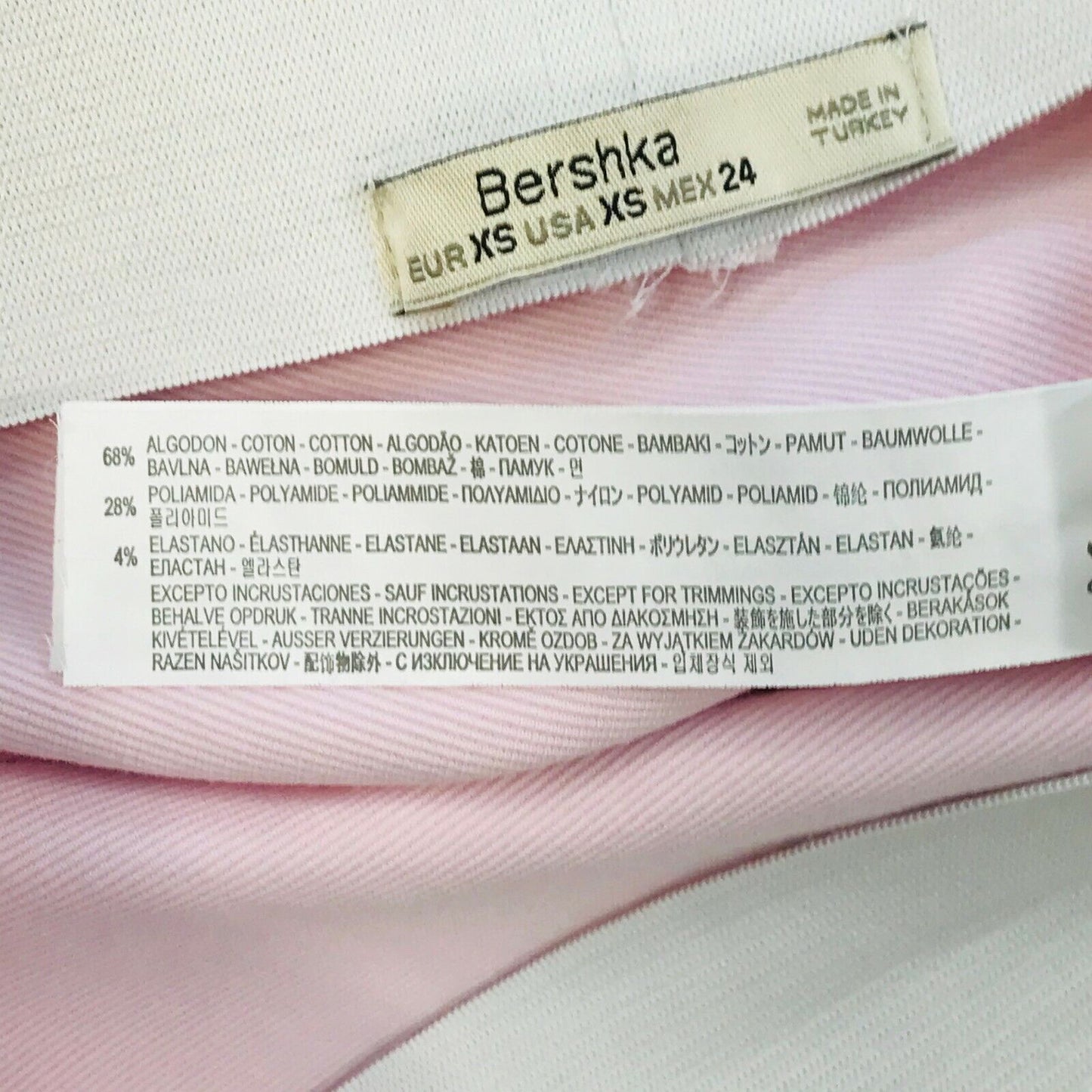 BERSHKA Women's Mini Denim Pastel Pink Short Skirt Size XS W24