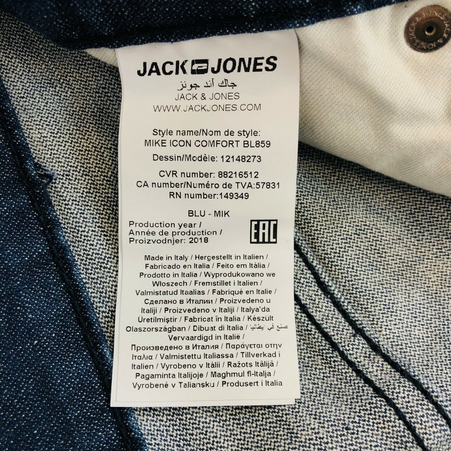 Jack & Jones Men‘s MIKE Comfort Fit Regular Rise Blue Jeans Size W31 L32