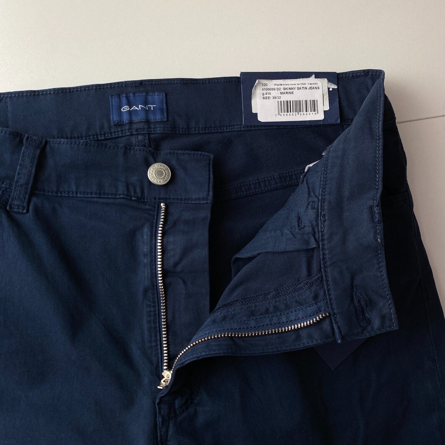 GANT Women Dark Blue Skinny Fit Satin Jeans Trousers W30 L32