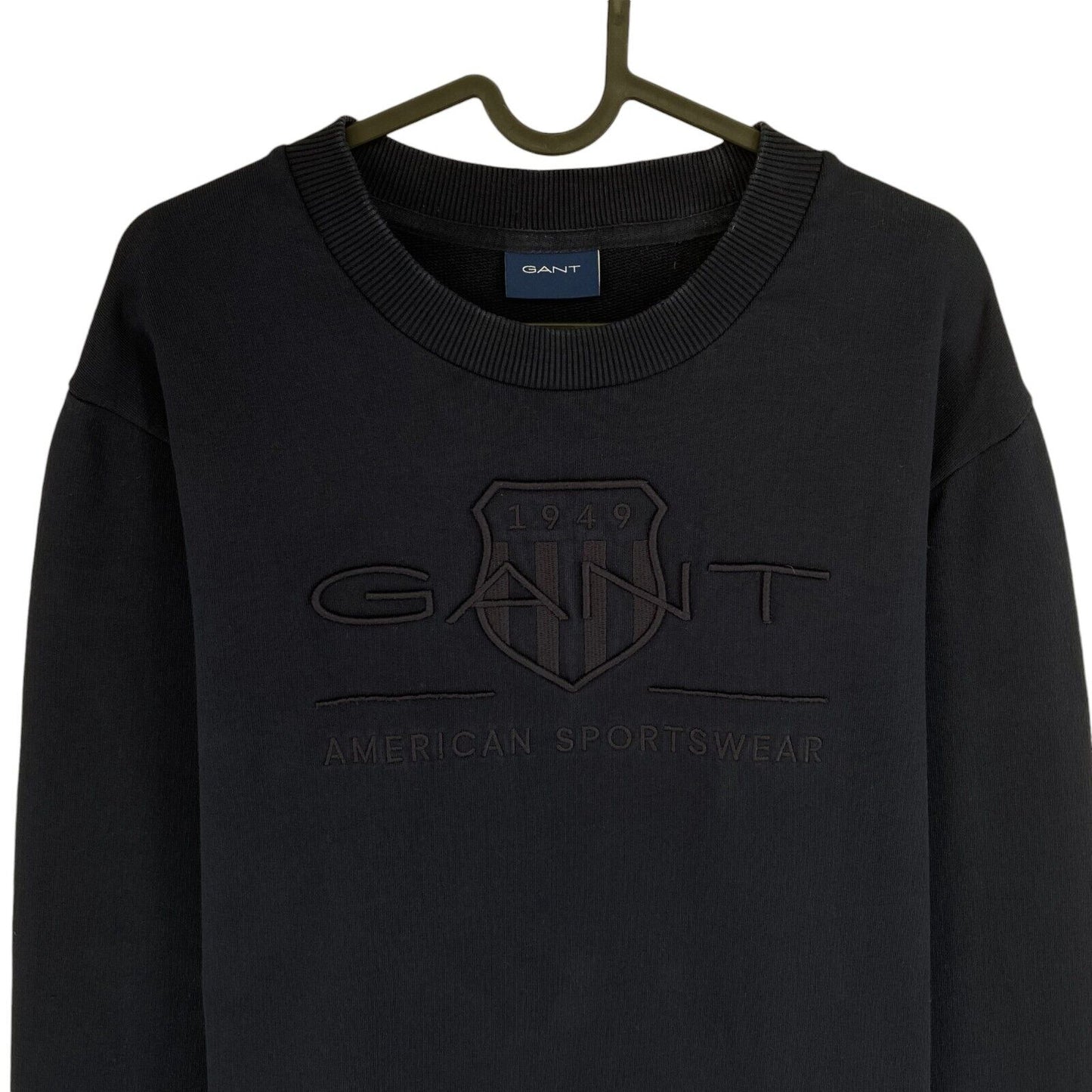 GANT Men Navy Blue Tonal Archive Shield Crew Neck Sweater Jumper Size M