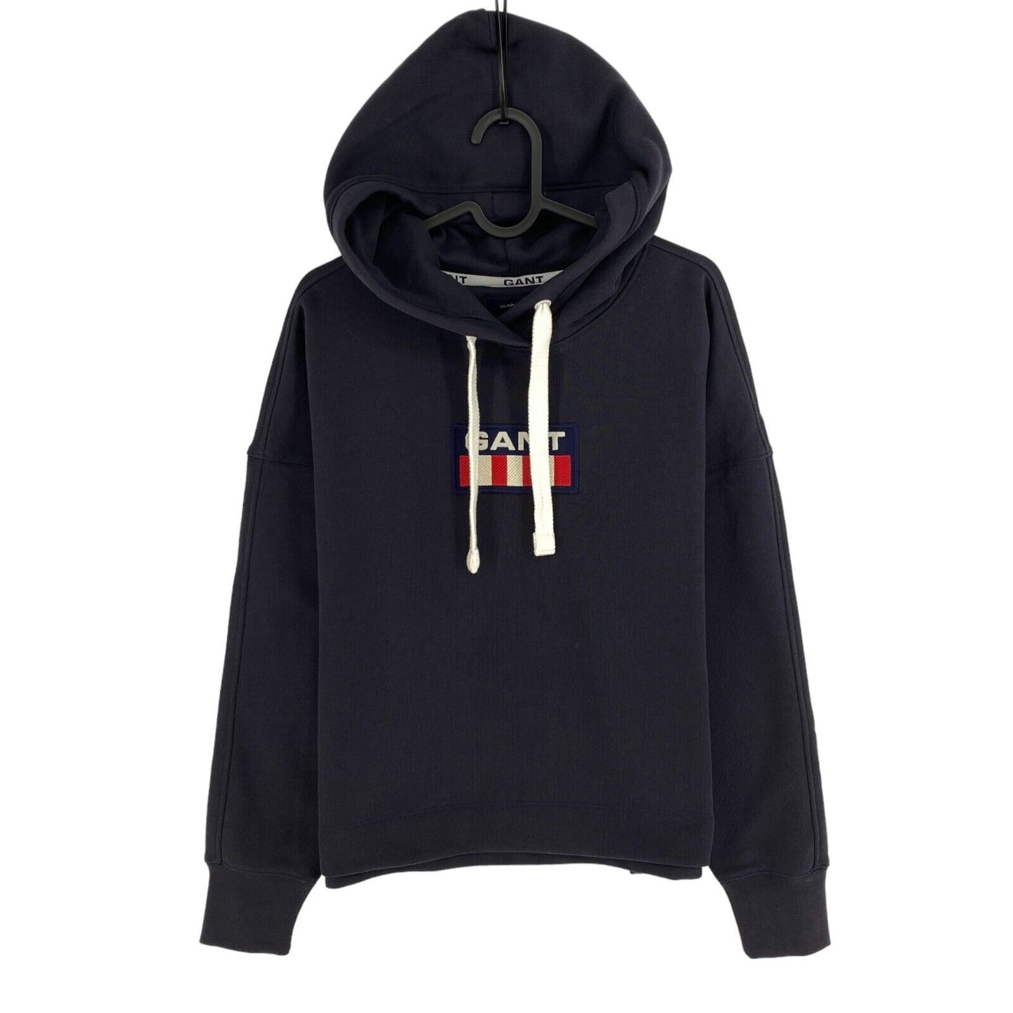 GANT Bleu Marine Rétro Logo Sweat À Capuche Pull Taille S