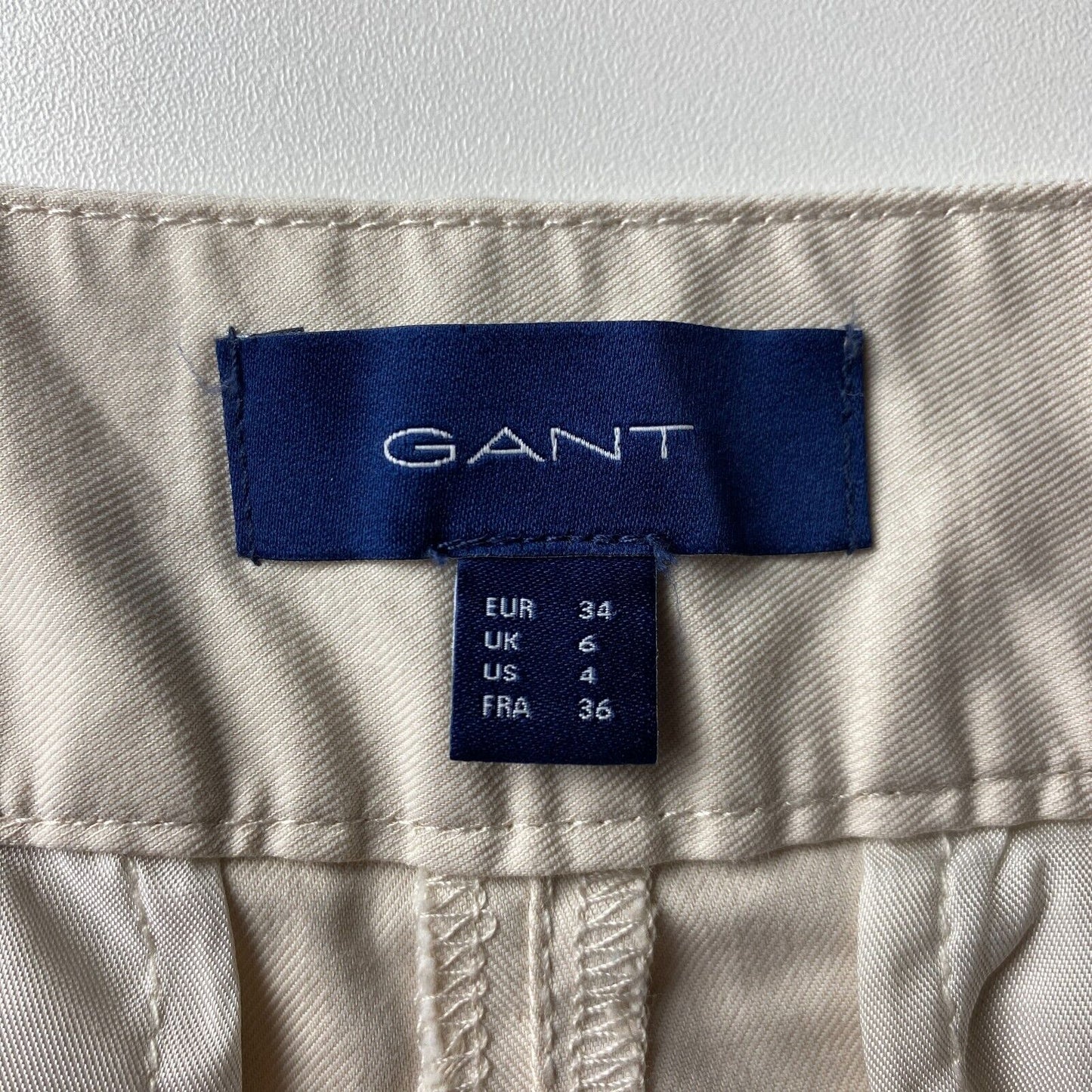 GANT Women Beige Regular Straight Fit Chino Trousers EUR 34 UK 6 US 4 W27