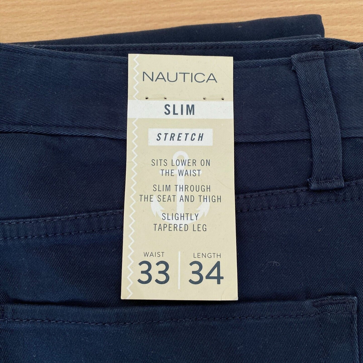 NAUTICA Navy Dark Blue Slim Tapered Fit Stretch Jeans Size W33 L34