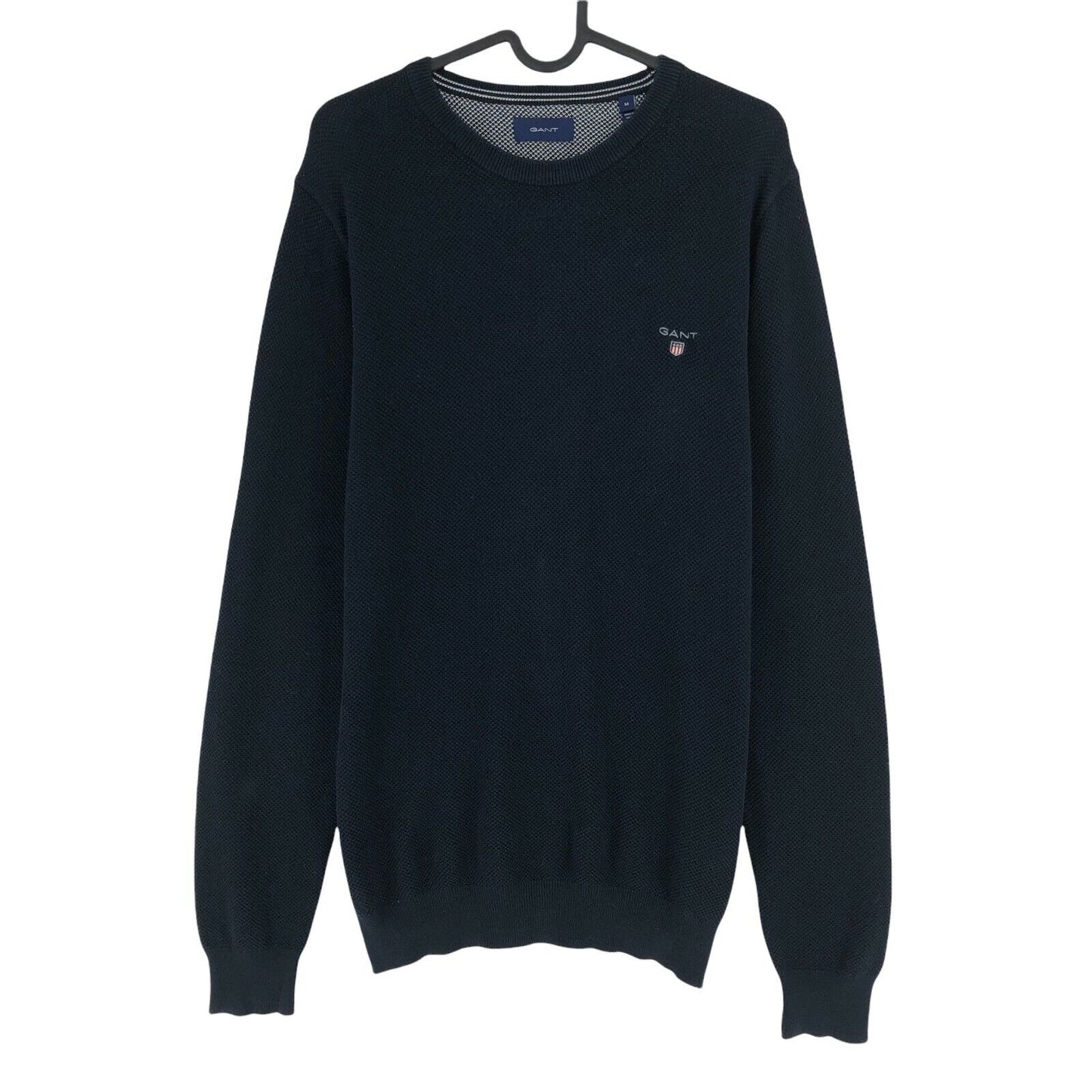 GANT Navy Blue Cotton Pique Crew Neck Jumper Sweater Size M