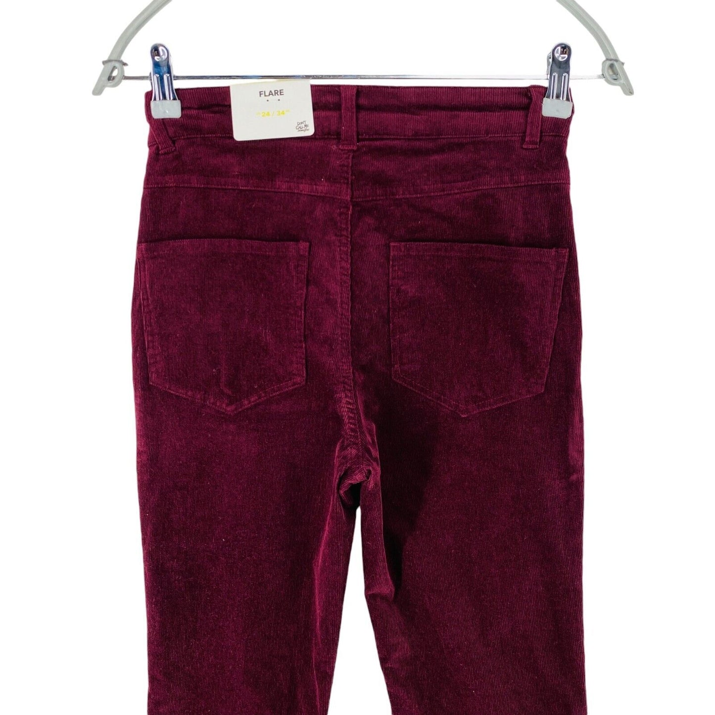 DON'T CALL ME JENNYFER Women Dark Red Flared Fit Corduroy Jeans Size W24 EUR 34