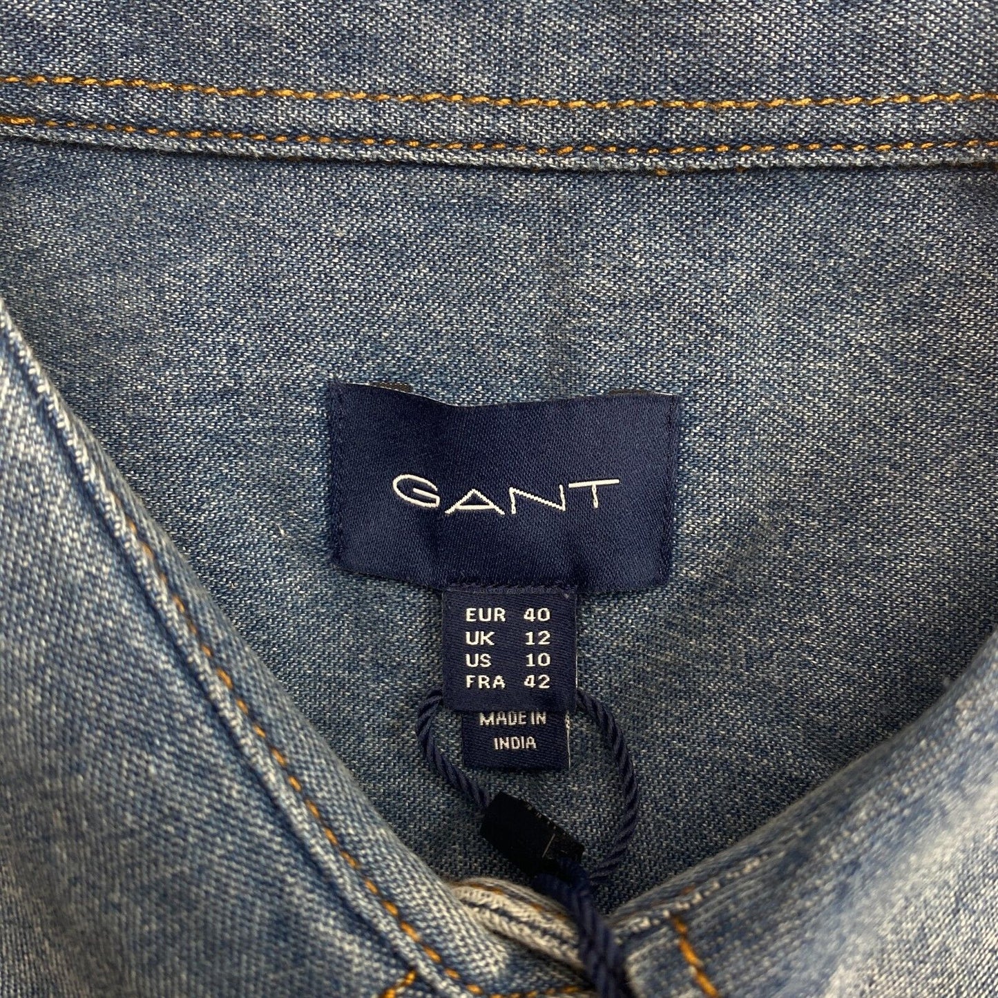 GANT Women Navy Blue Denim Sawtooth Long Sleeves Shirt Size EU 40 UK 12 US 10