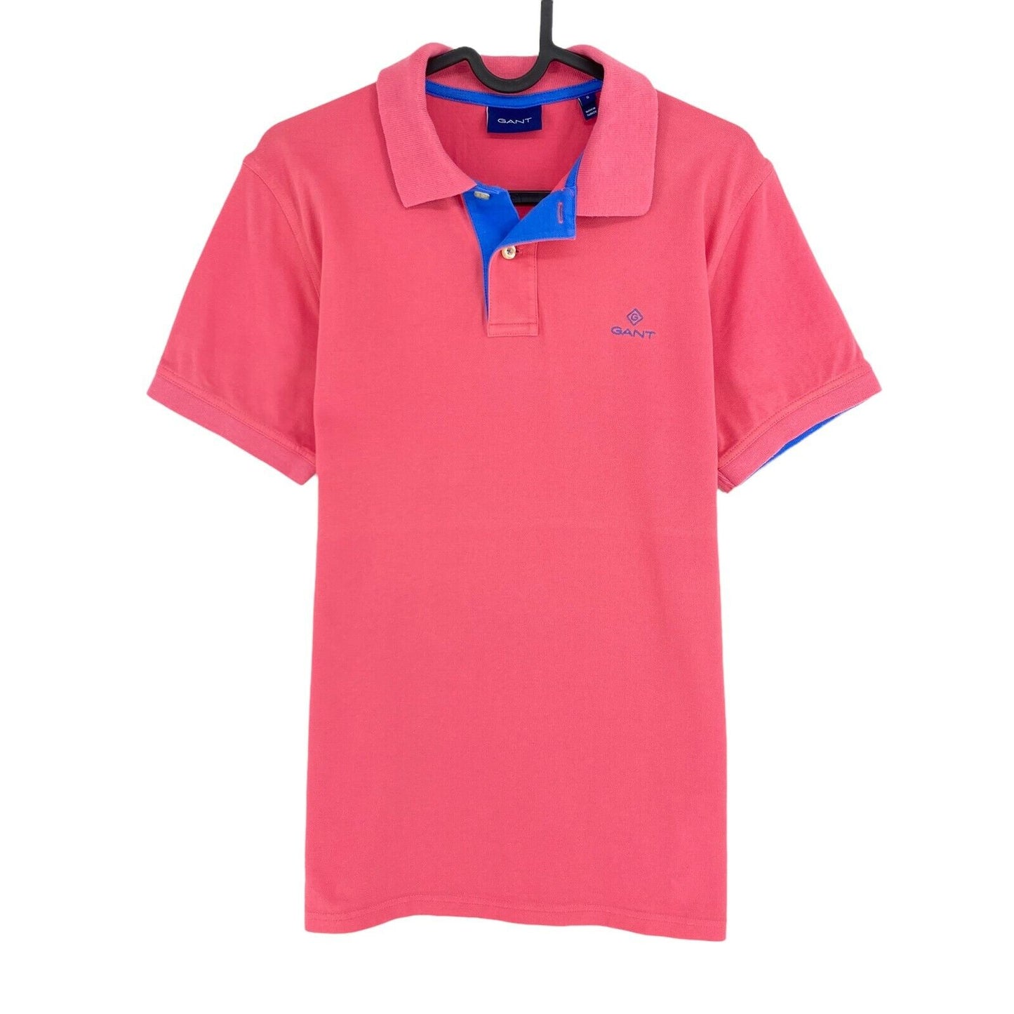 GANT Pink Contrast Collar Pique Rugger Polo Shirt Size S