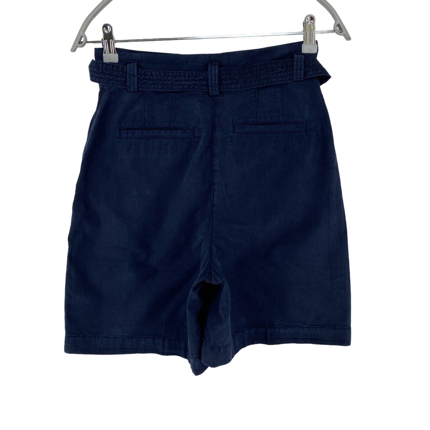 GANT Women Dark Blue Relaxed Fit Belted Shorts Size EUR 34 UK 6 US 4 W24