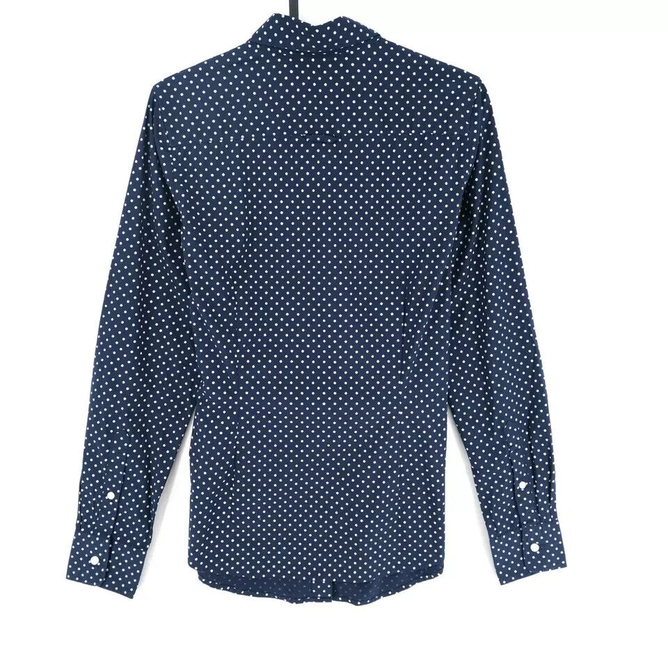 GANT Women Navy Blue Stretch Broadcloth Dot Shirt Size EU 34 UK 8 US 4