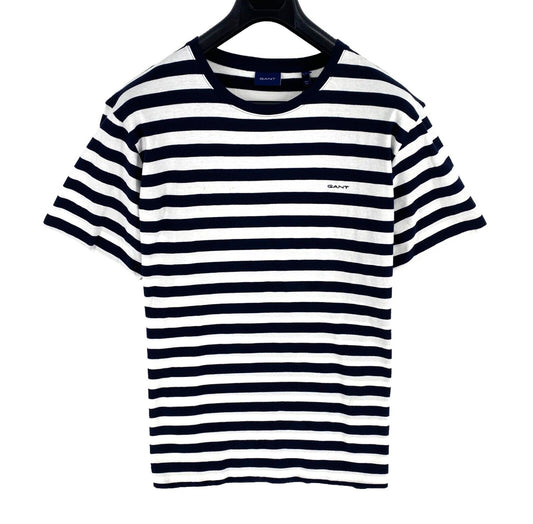 GANT Men Navy Blue Striped Crew Neck Short Sleeves T Shirt Size 3XL