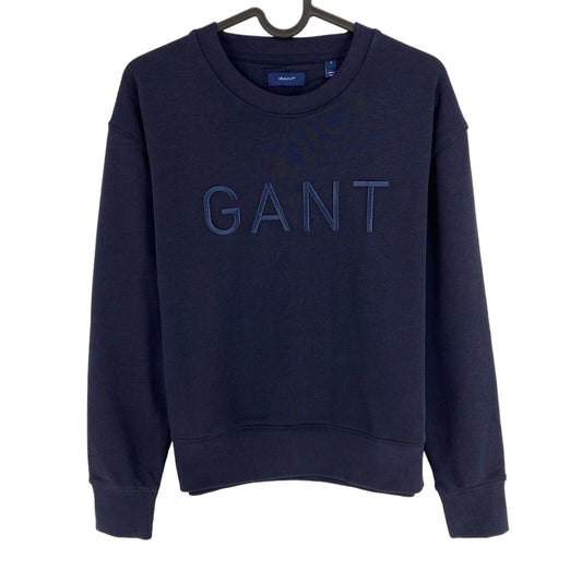 GANT Navy Blue Tonal Logo Crew Neck Jumper Sweater Size S