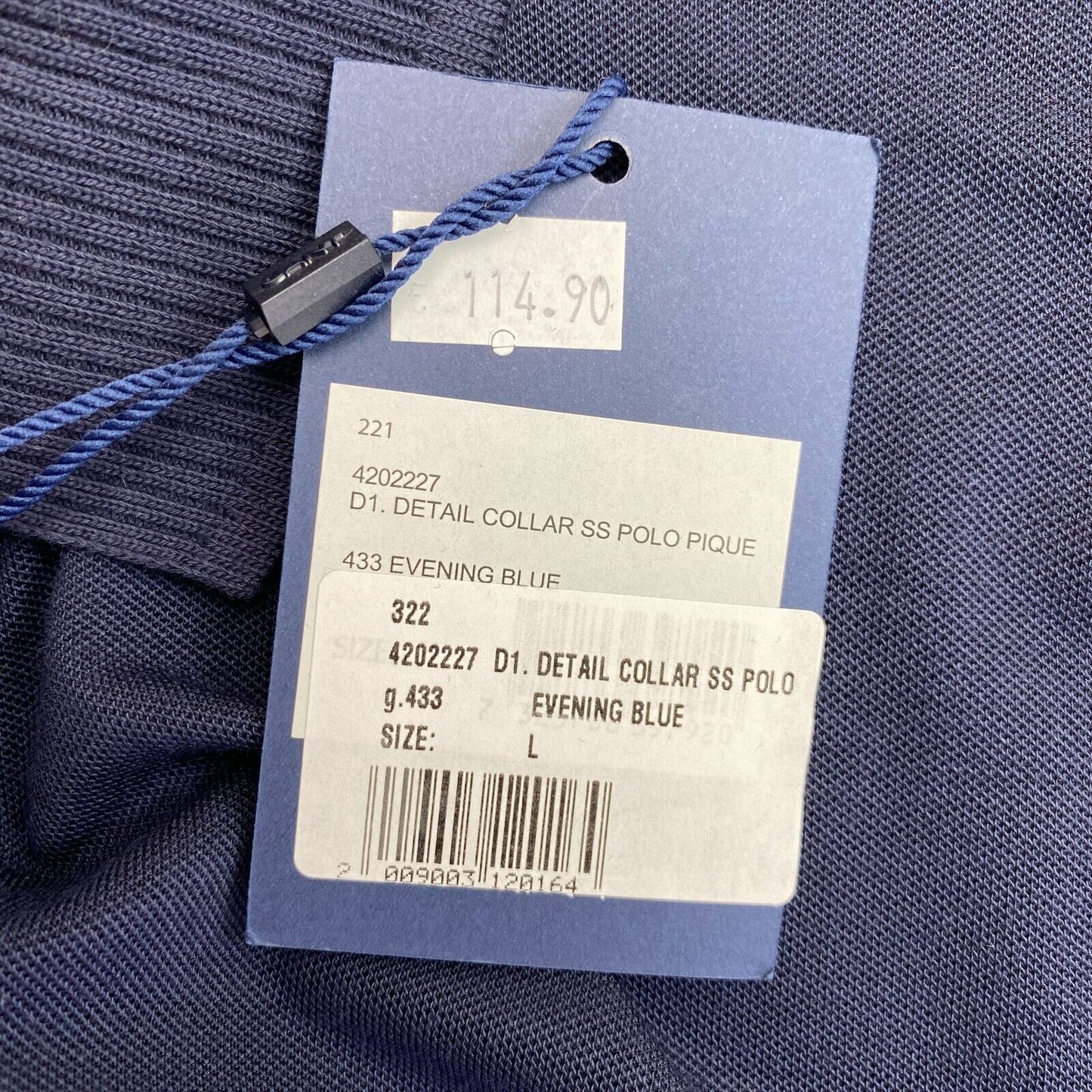 GANT, Marineblaues Piqué-Poloshirt mit Kragen und Detail, Größe L