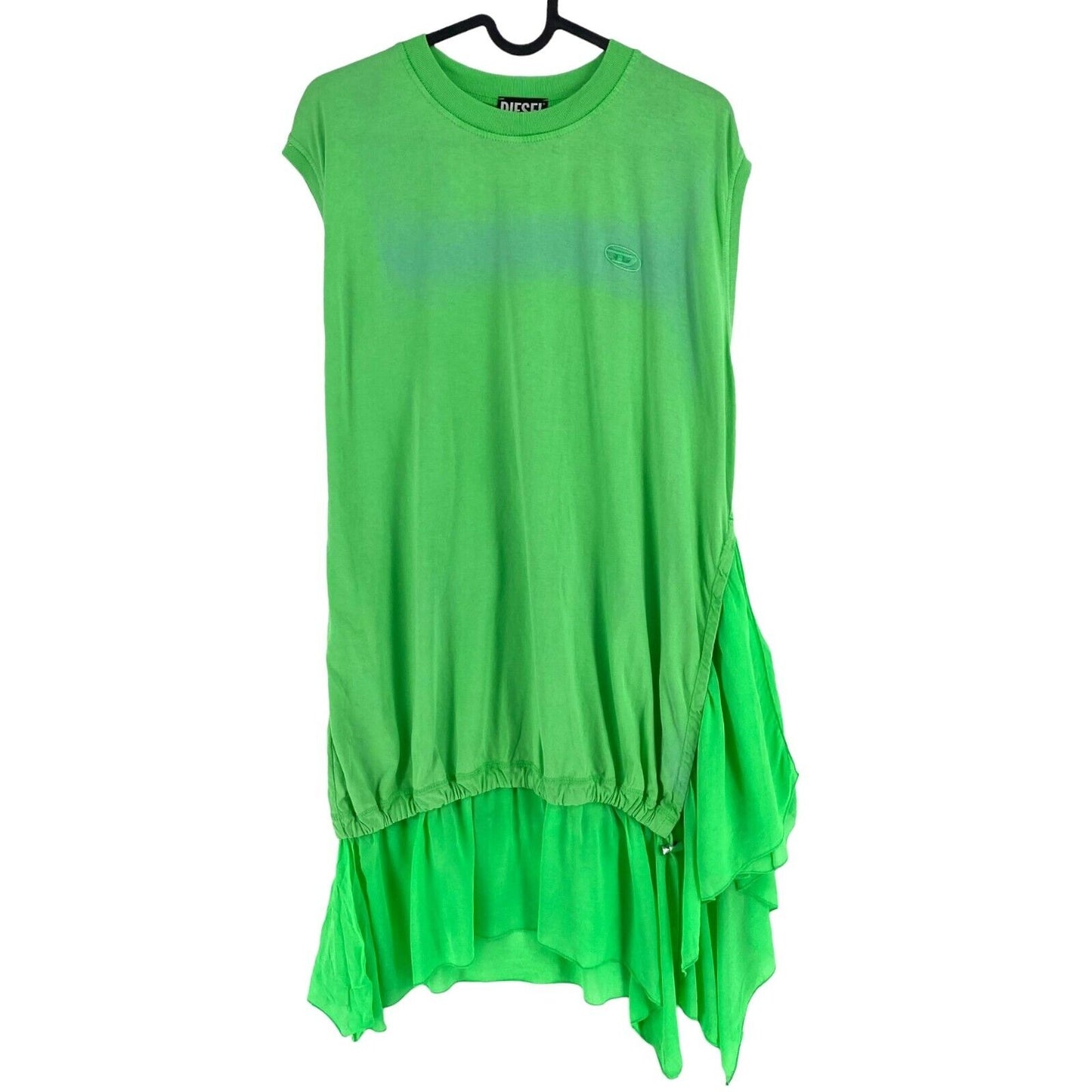 DIESEL Women Green D-ROLLETTY With Georgette Hem T Shirt Dress Size XS