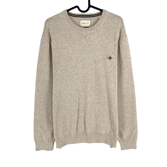 GANT Pull col rond en coton beige Taille 2XL XXL