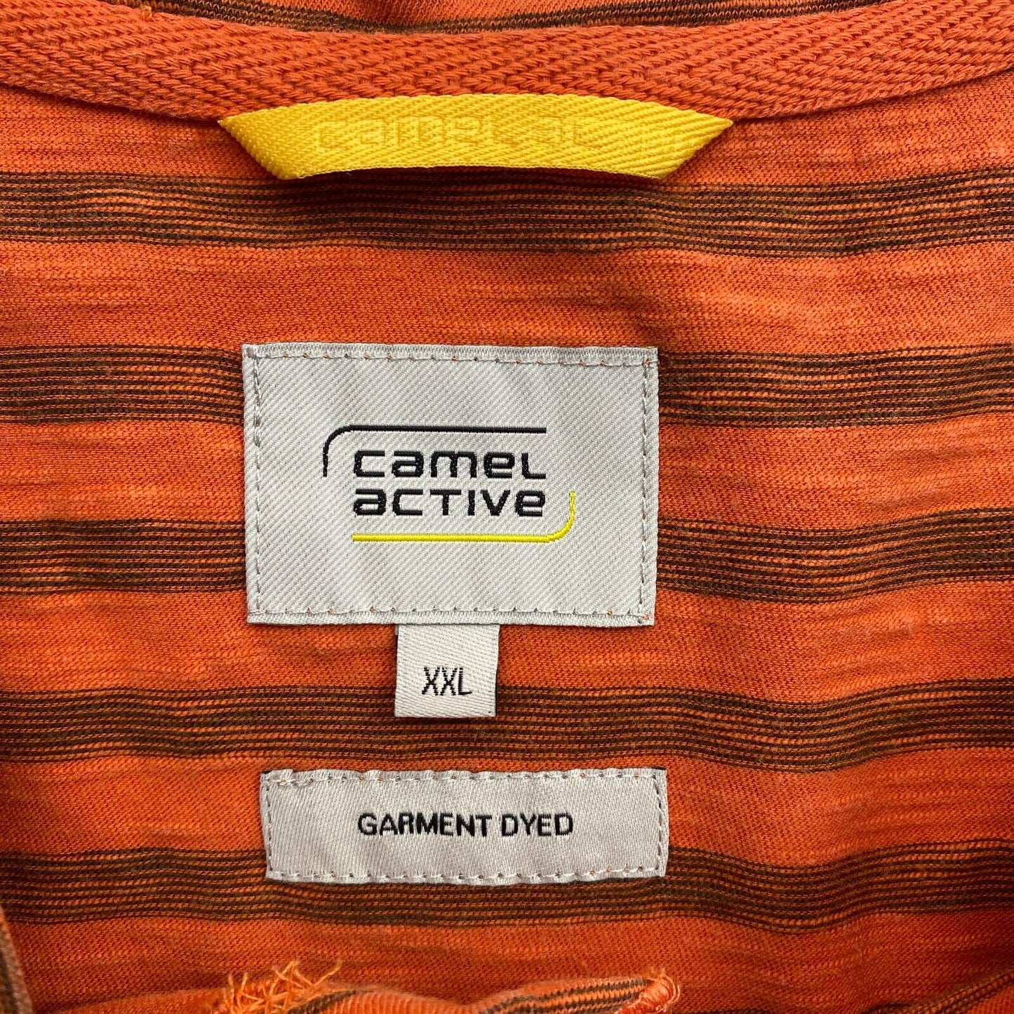 Camel Active Men Orange Striped Short Sleeves Henley Neck T Shirt Size 2XL XXL