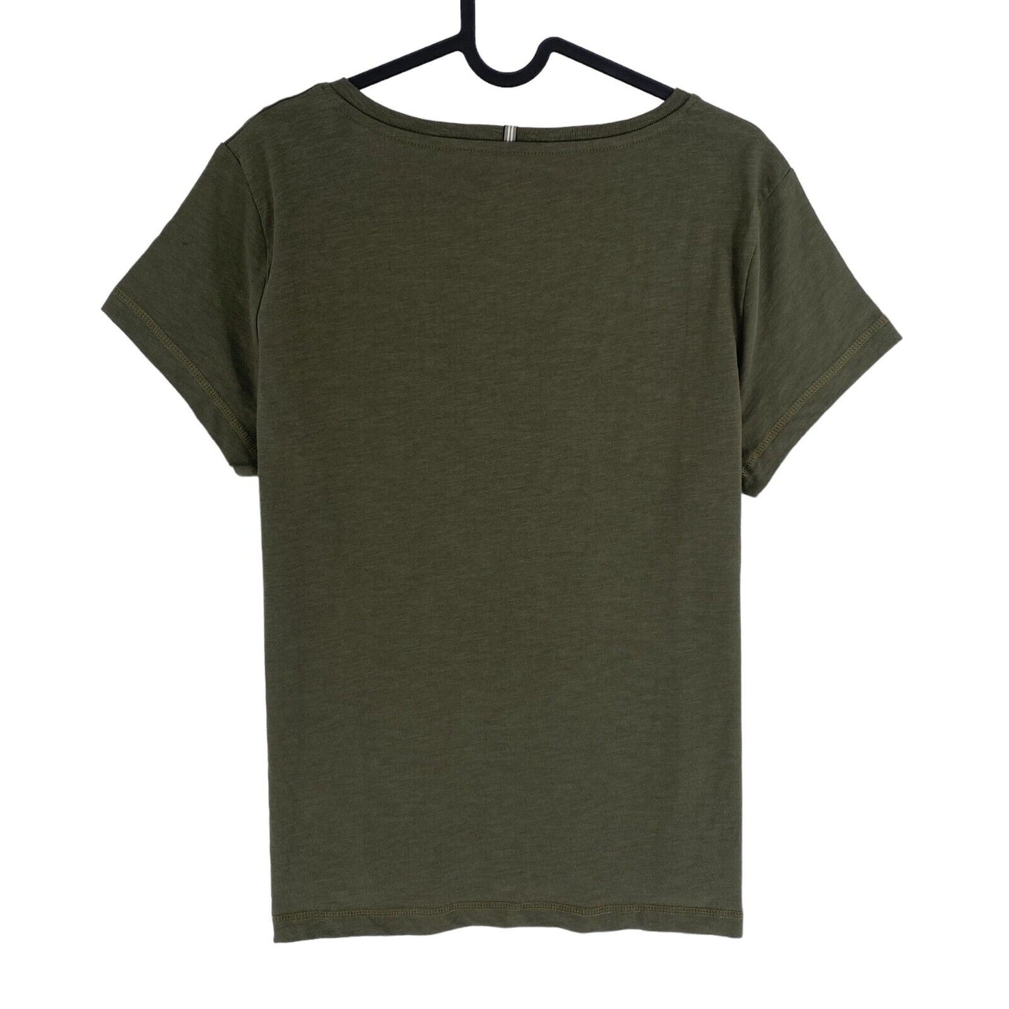 Camel Active Women Dark Green Solid V Neck Short Sleeves T Shirt Size L