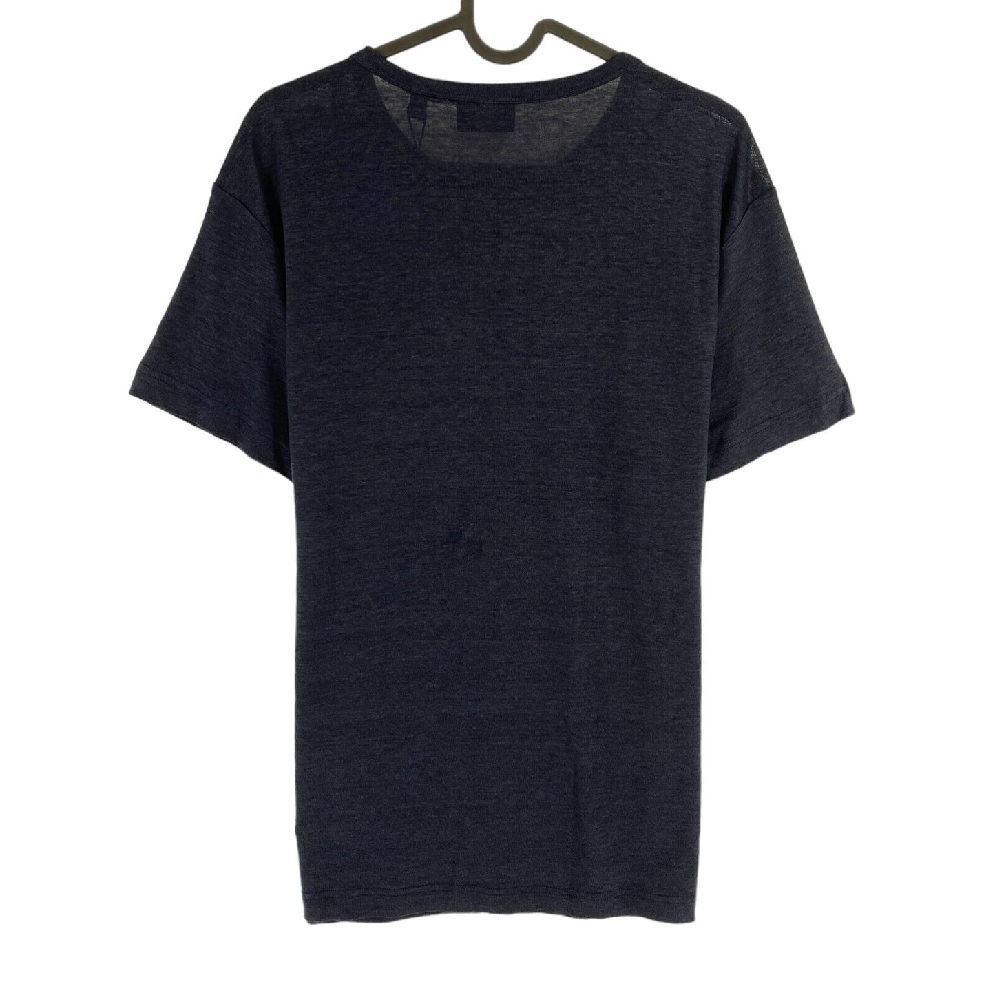 GANT Men Navy Blue Linen Crew Neck Short Sleeve T Shirt Size S