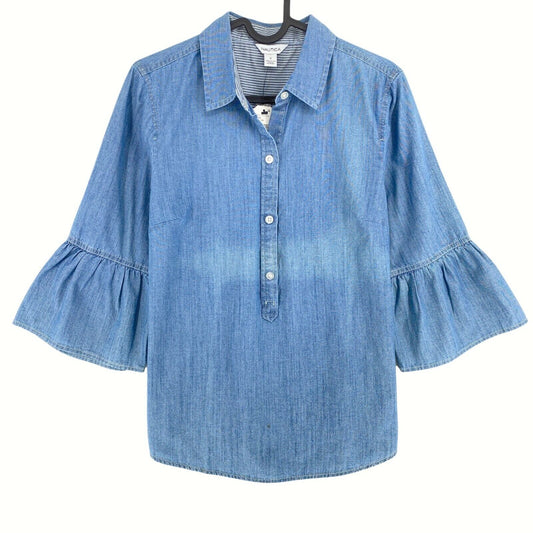 NAUTICA Blue Flared Sleeves Shirt Size S