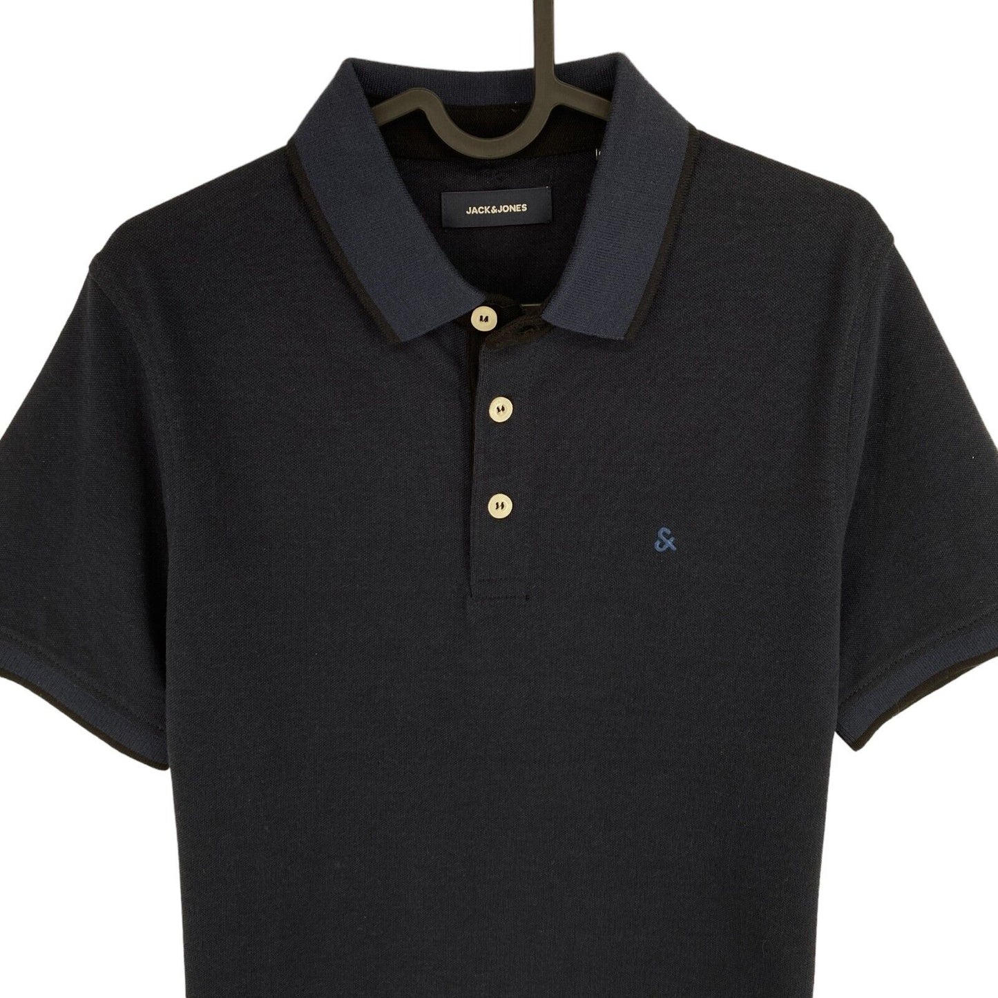 Jack & Jones Men Navy Blue Slim Fit Short Sleeves Polo Shirt Size S