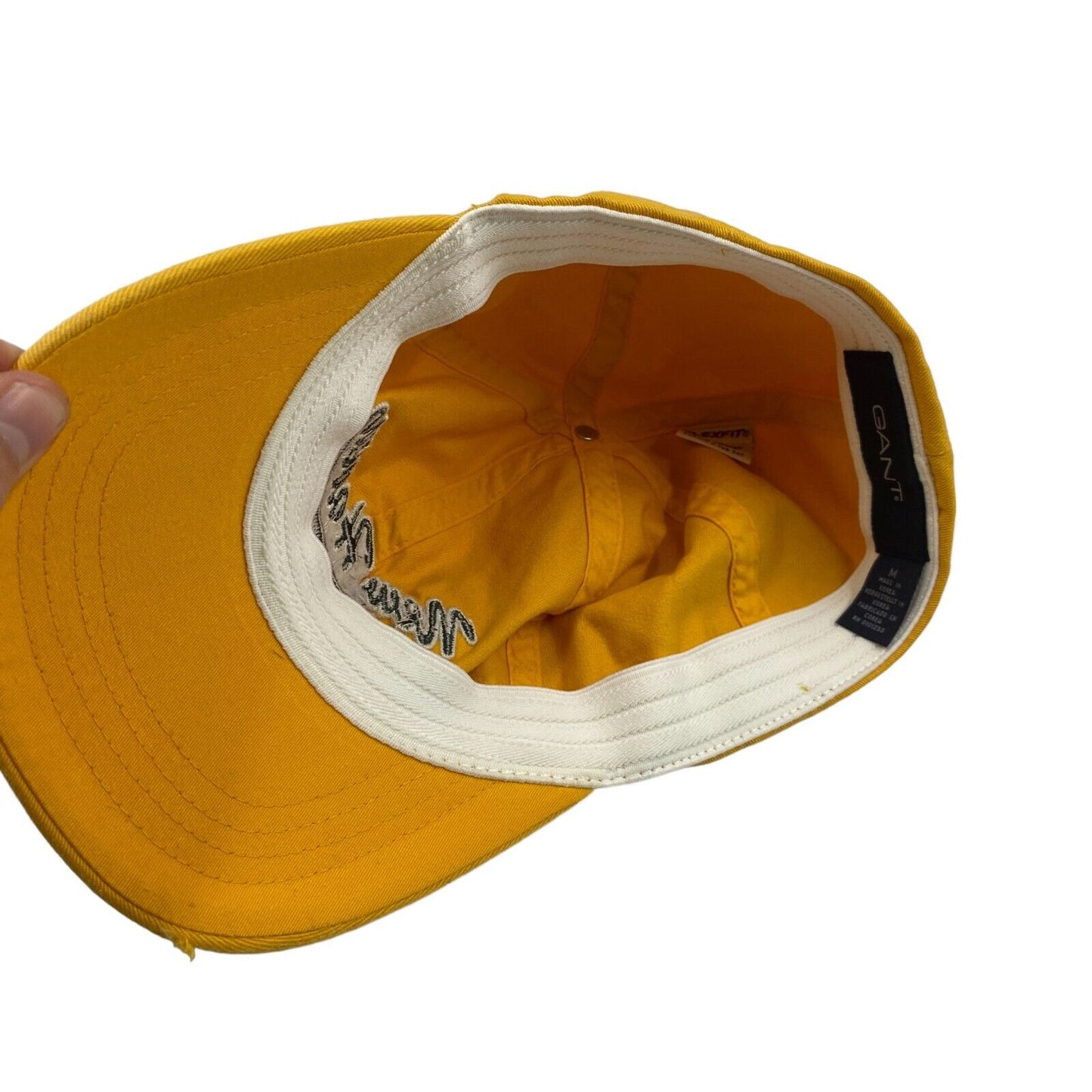 GANT Mens Yellow FLEXFIT Cotton New Haven Baseball Cap Hat Size M Made In Korea