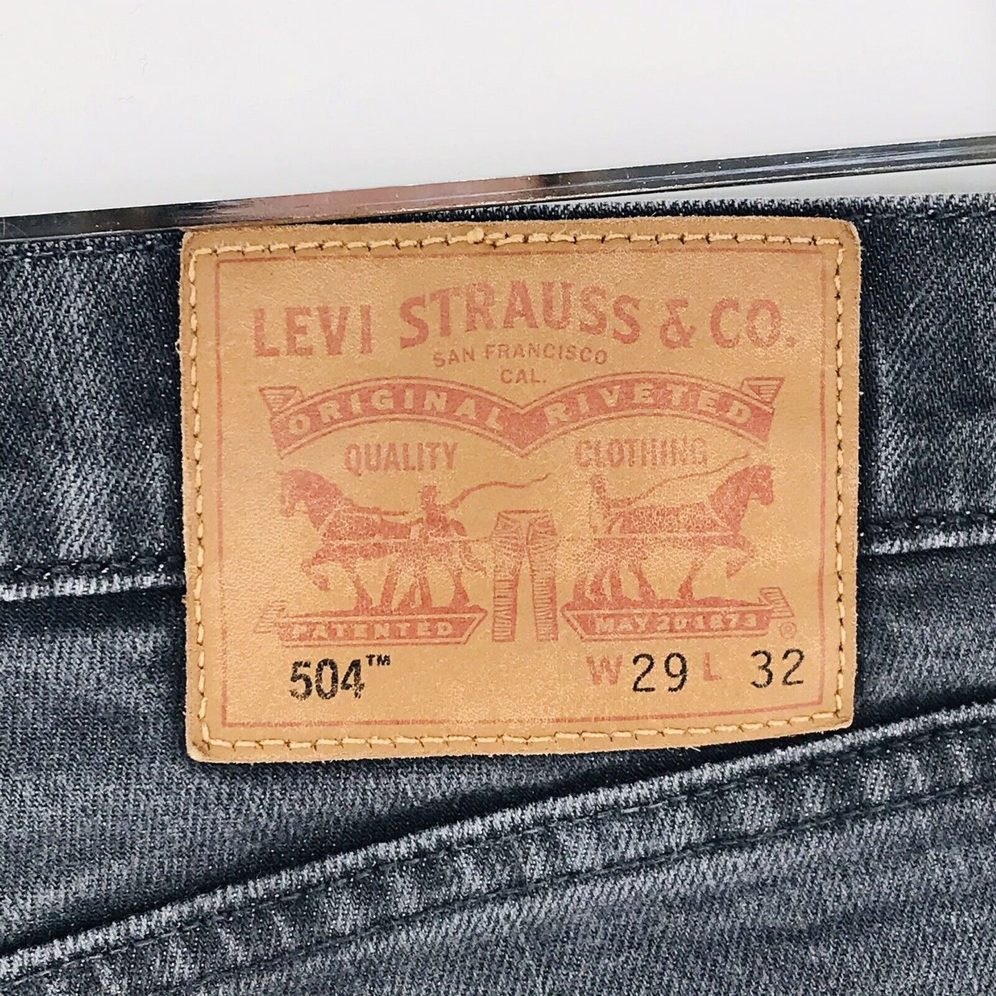 Levi‘s 504 Grey Stretch Straight Regular Fit Jeans Size W29 L30