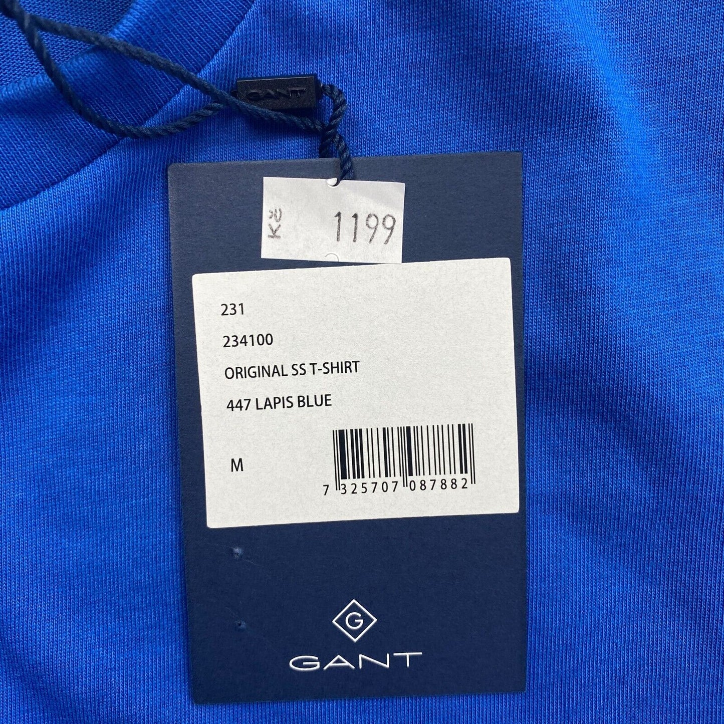 GANT Men Blue Original Crew Neck Short Sleeve T Shirt Size M