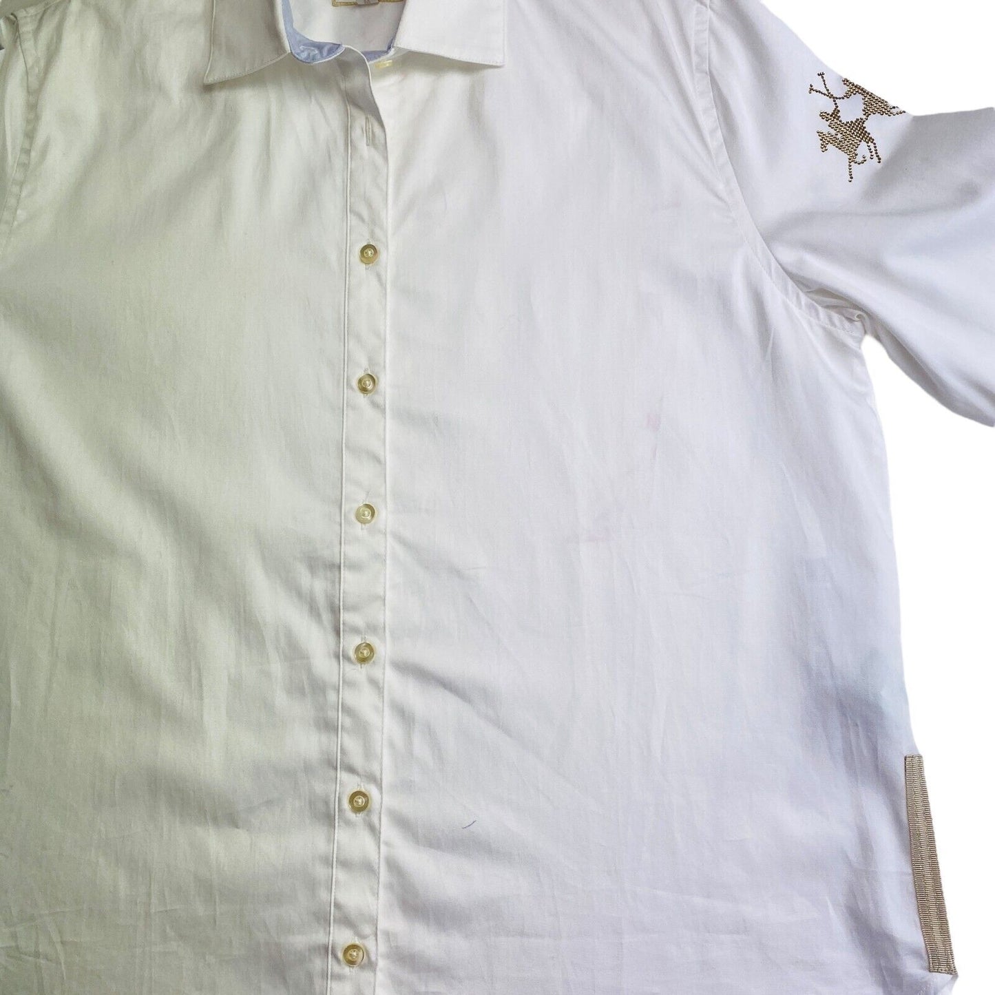 LA MARTINA White Cotton Poplin Long Sleeves Shirt Size 3 / M