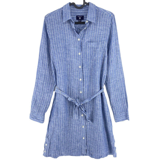 GANT Blue Striped Linen Long Sleeves Belted Shirt Dress Size EU 32 UK 6 US 2