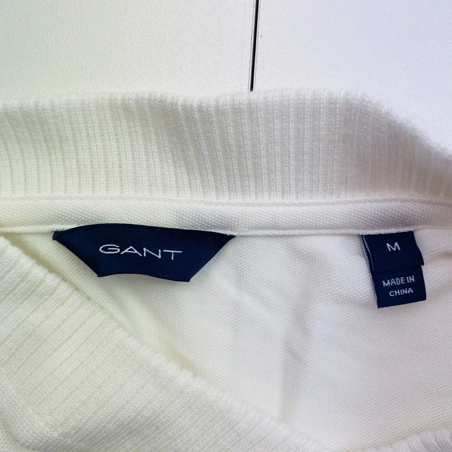 GANT Women White Detail Collar Short Sleeve Polo Shirt Size M