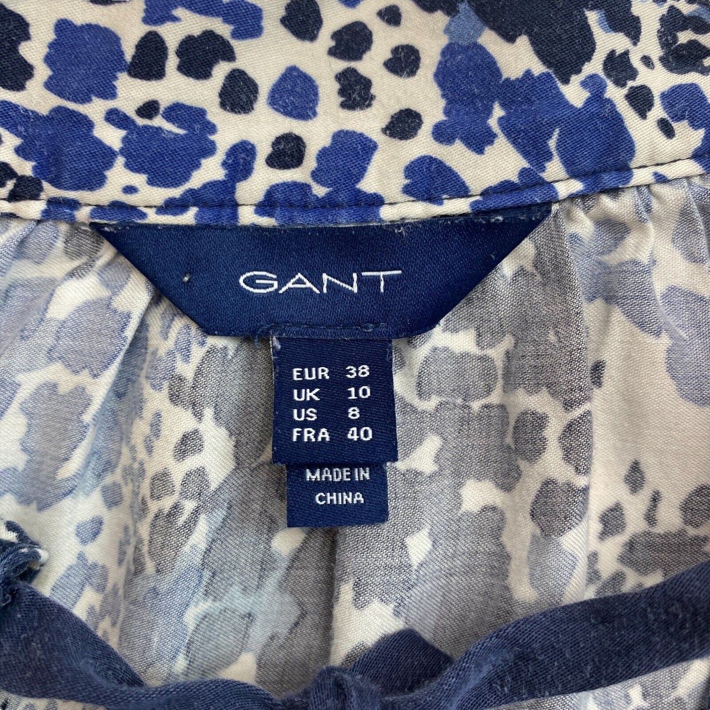 GANT Blaues Maxikleid mit langen Ärmeln und Farbblock-Print, Größe EU 38 UK 10 US 8