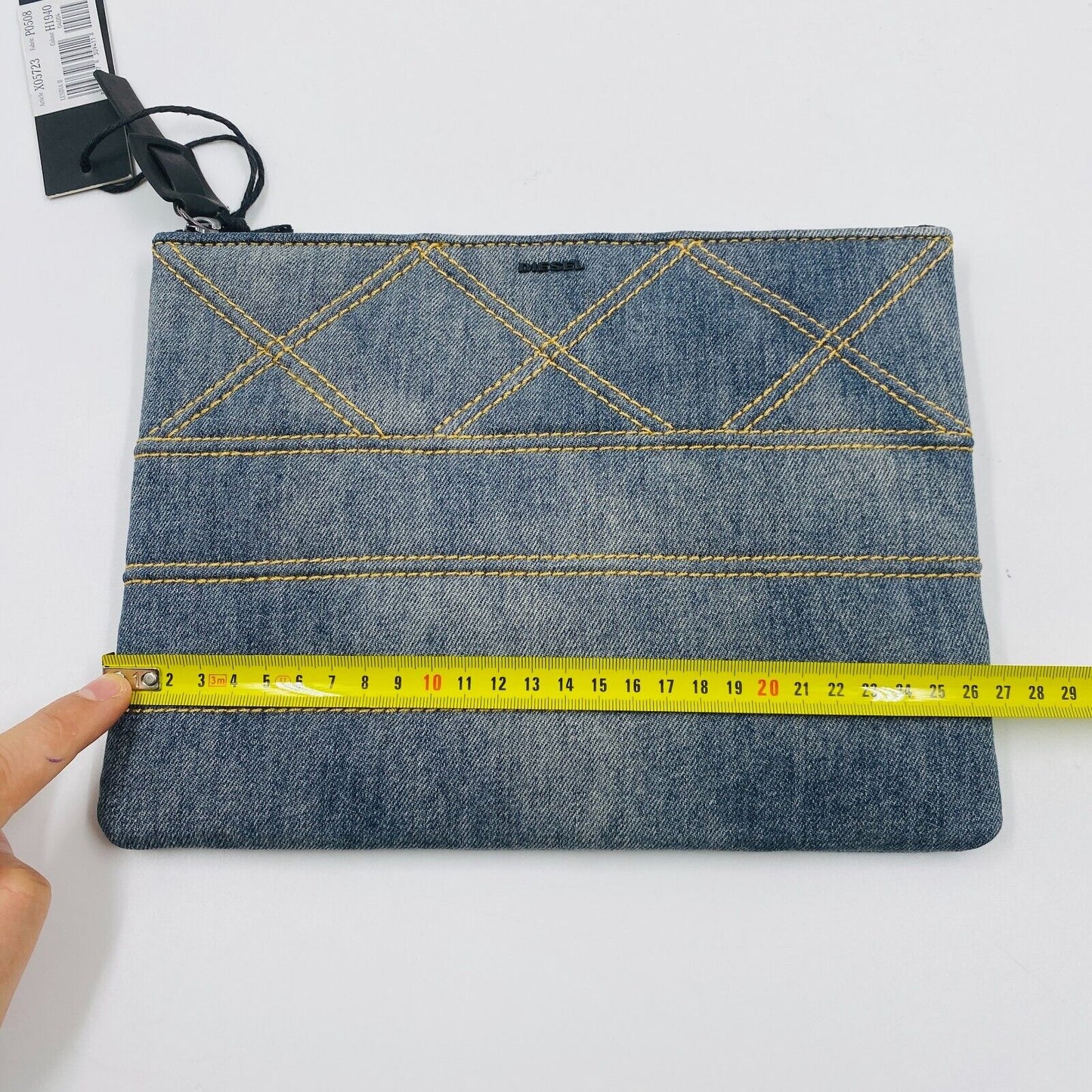 DIESEL Blue Cotton Denim Jeans Tablet Documents Case Bag