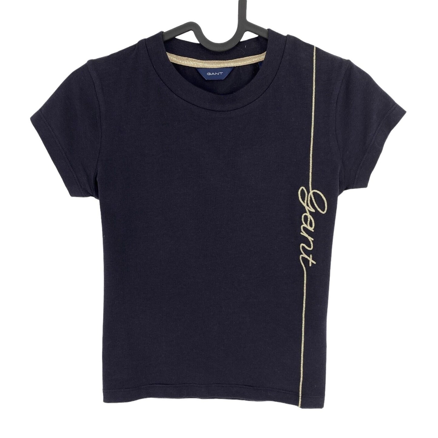 GANT Girls Navy Blue Script Crew Neck T Shirt Size 9 - 10 Years 134/140 cm