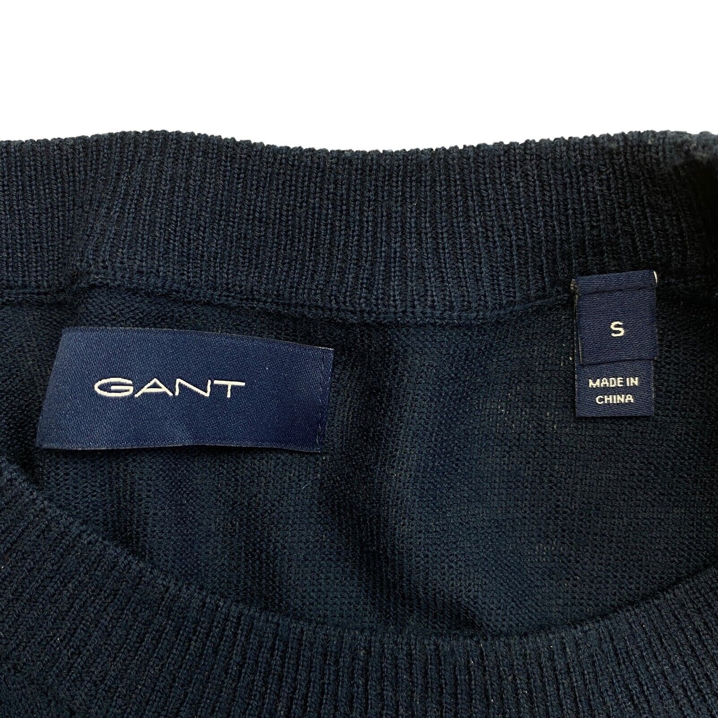 GANT Navy Blue 100% Wool Crew Neck Sweater Pullover Size S