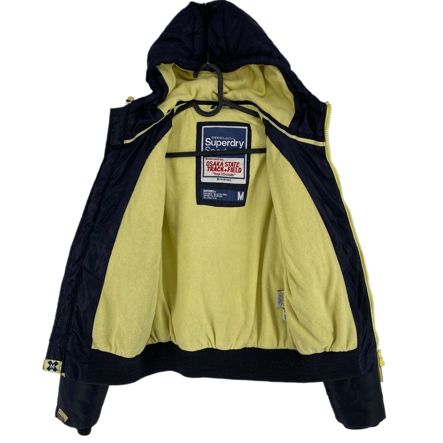 SUPERDRY Sport TRACK+FIELD Navy Blue Hooded Padded Puffer Jacket Coat Size M