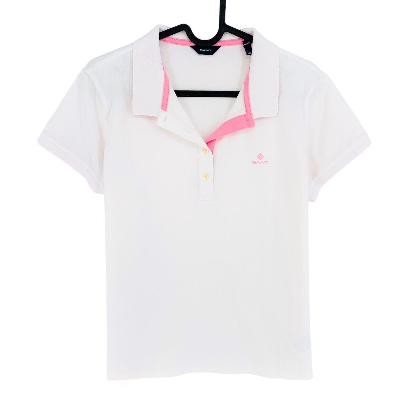 GANT White Contrast Collar Polo Shirt Size L