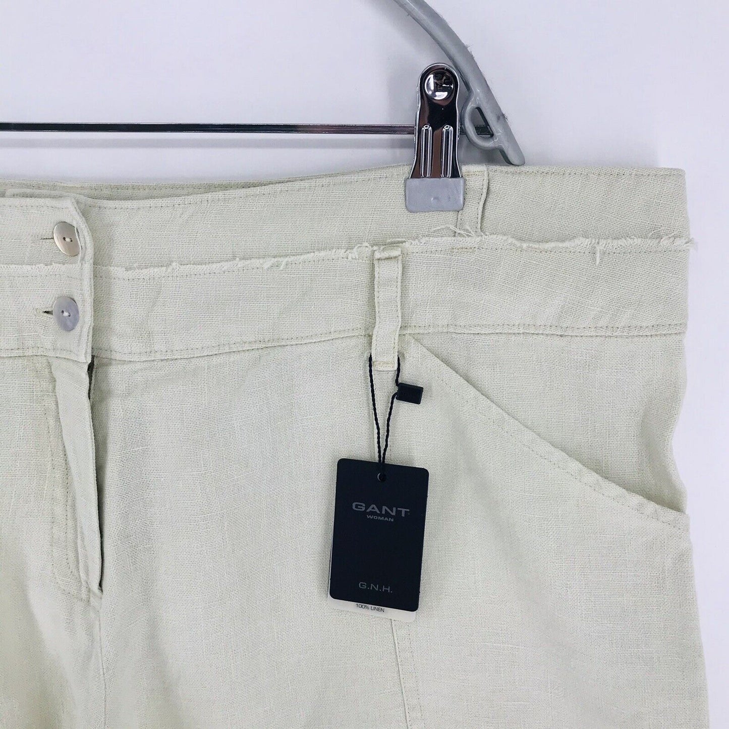 RRP €155 GANT Women Green Wide Leg Fit Linen Pants Trousers EUR 44 US 14 UK 18