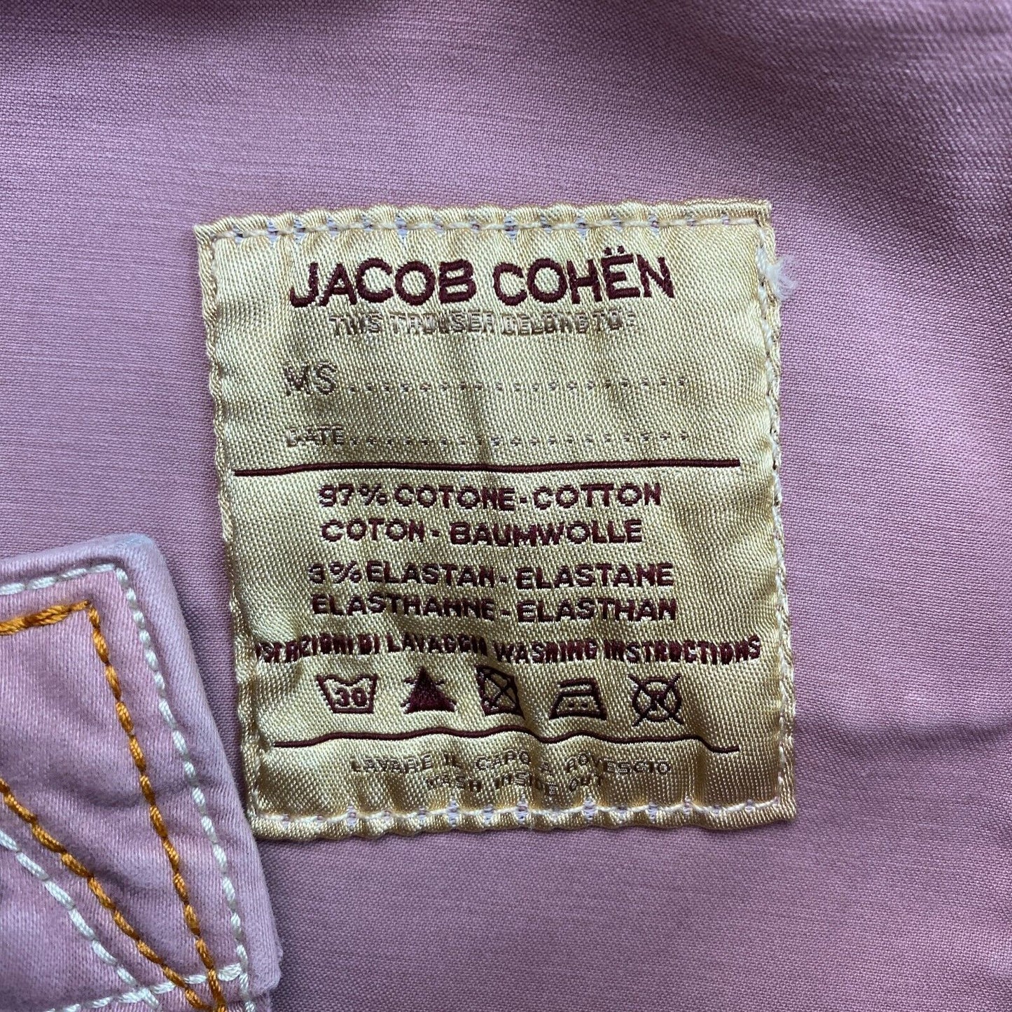 JACOB COHEN Women J711 Pink Boot Cut Jeans Trousers W31 L36 Made In Italy