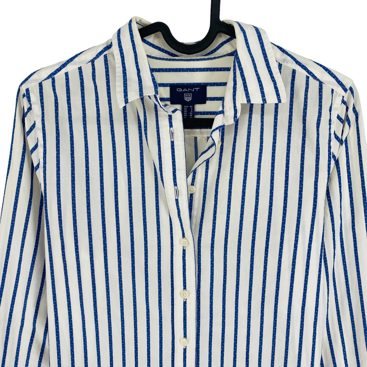 GANT Women White Striped Long Sleeves Shirt Size EU 32 UK 6 US 2