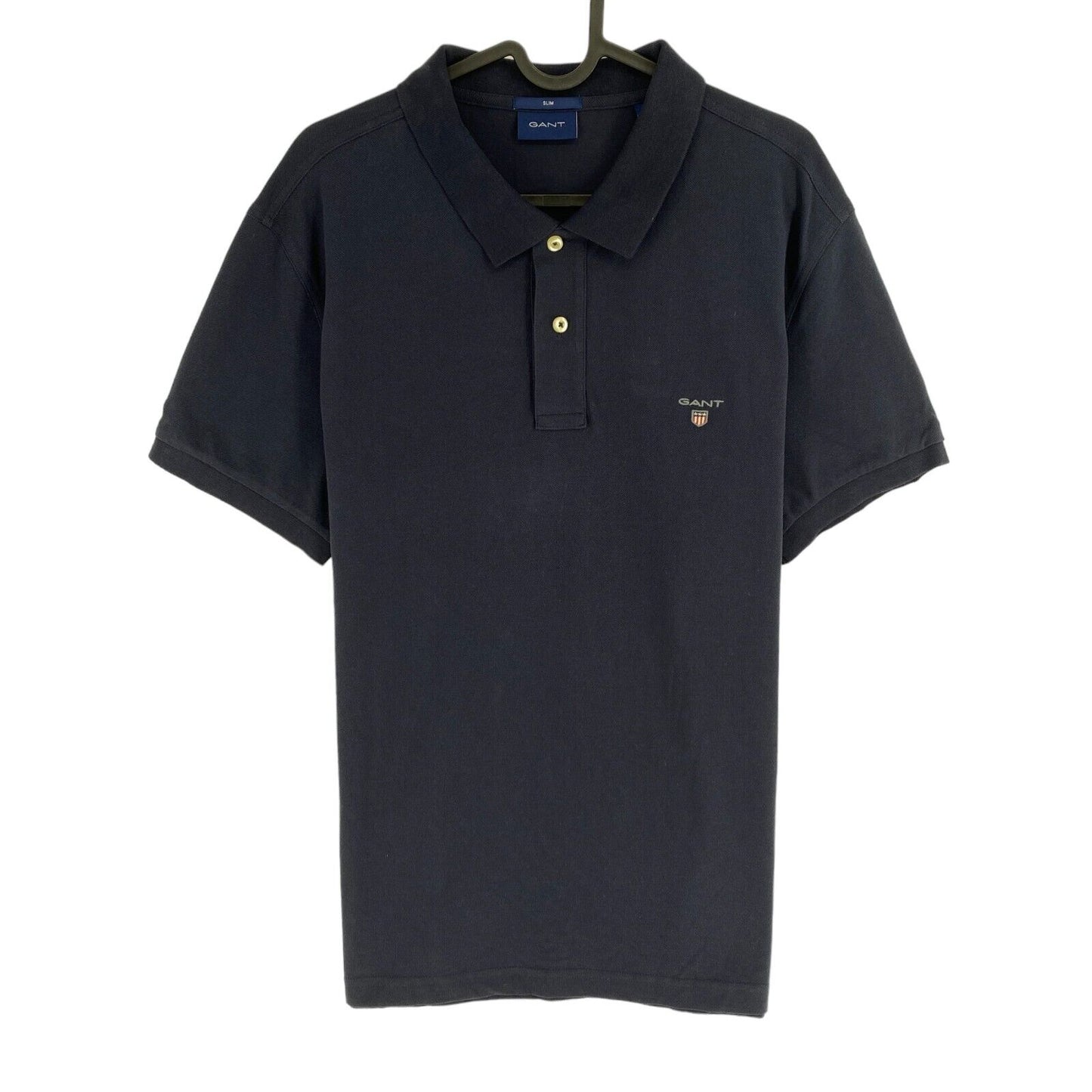 GANT Men Navy Blue Original Pique Slim Fit Short Sleeve Polo Shirt Size XL