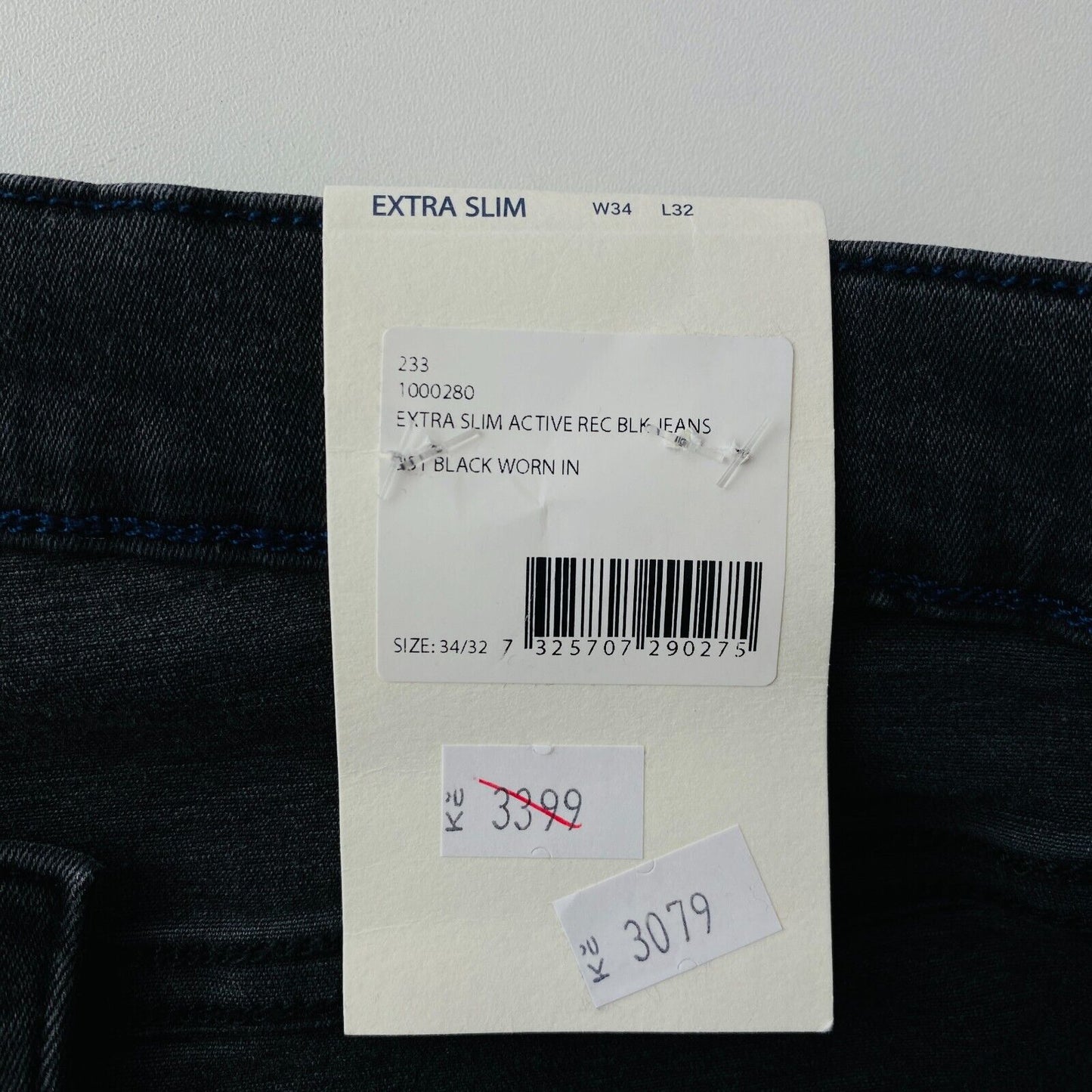 GANT Mens Grey Stretch Extra Slim Fit Jeans Size W34 L32