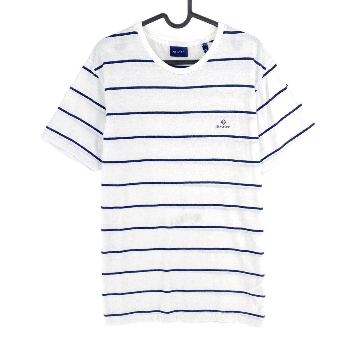 GANT White Striped Crew Neck T-Shirt Size M