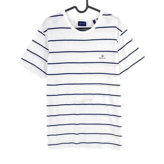 GANT White Striped Crew Neck T-Shirt Size M