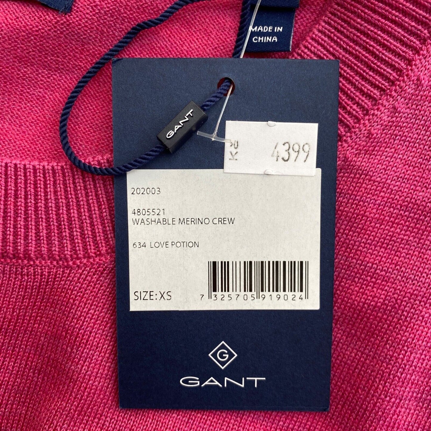 GANT Pink 100% Wool Crew Neck Sweater Jumper Size XS