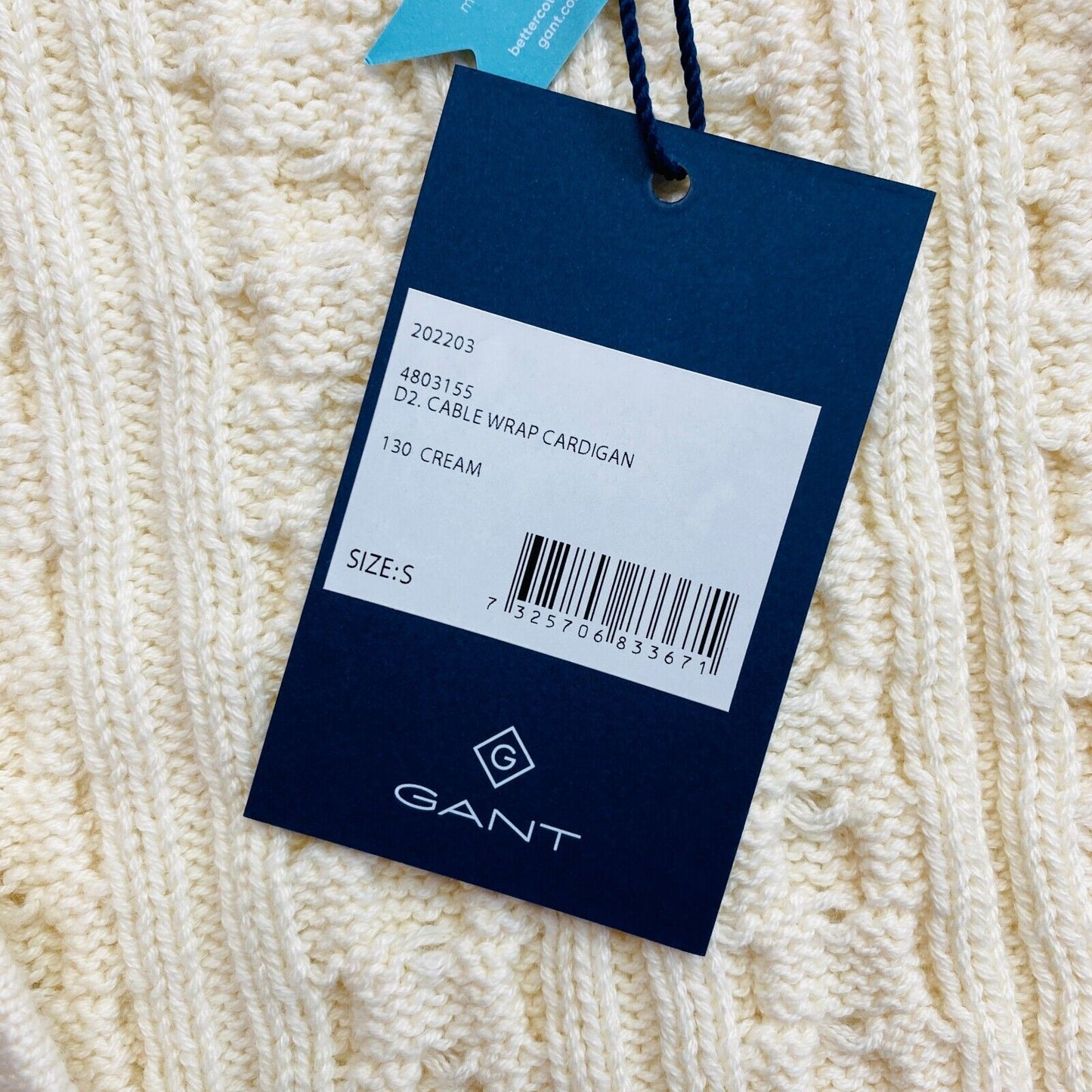 GANT Beige Cable Belted Wrap Cardigan Jumper Size S