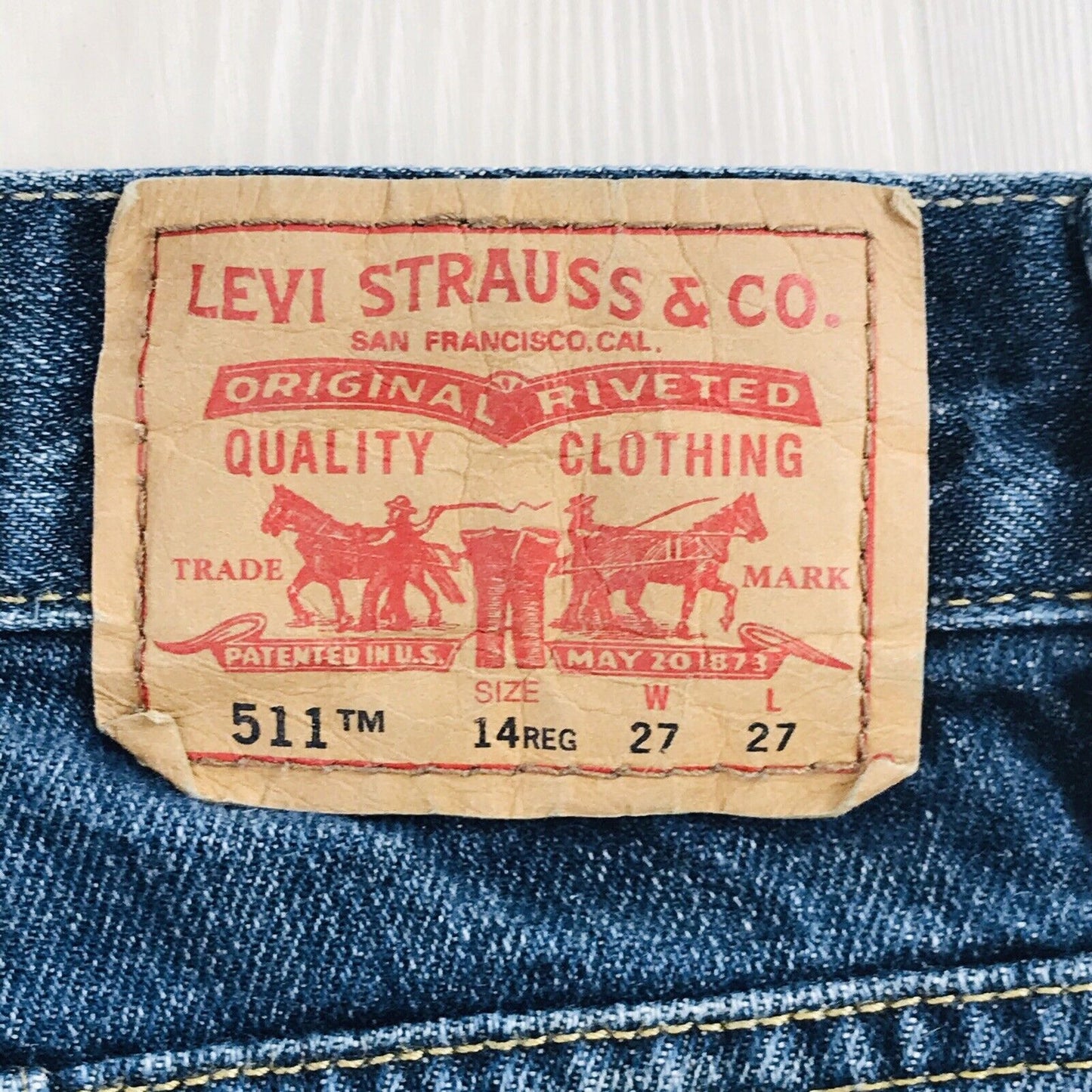 Vintage Levi's 511 Boys Dark Blue Slim Skinny Fit Jeans 14 Reg / W27 L27