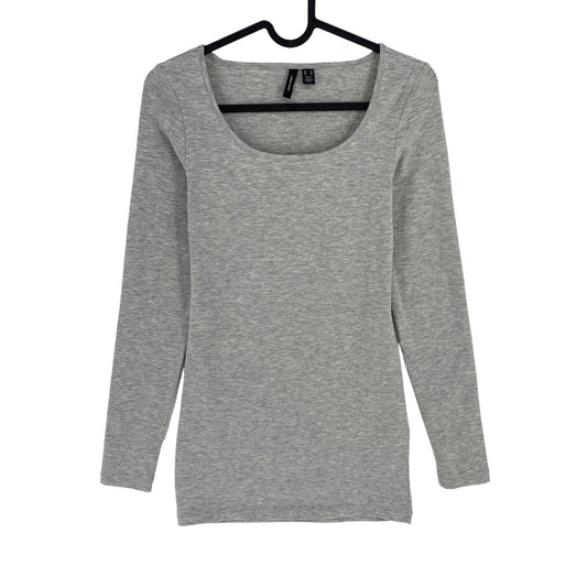 VERO MODA Womens Grey Scoop Neck Long Sleeves T Shirt Size XS