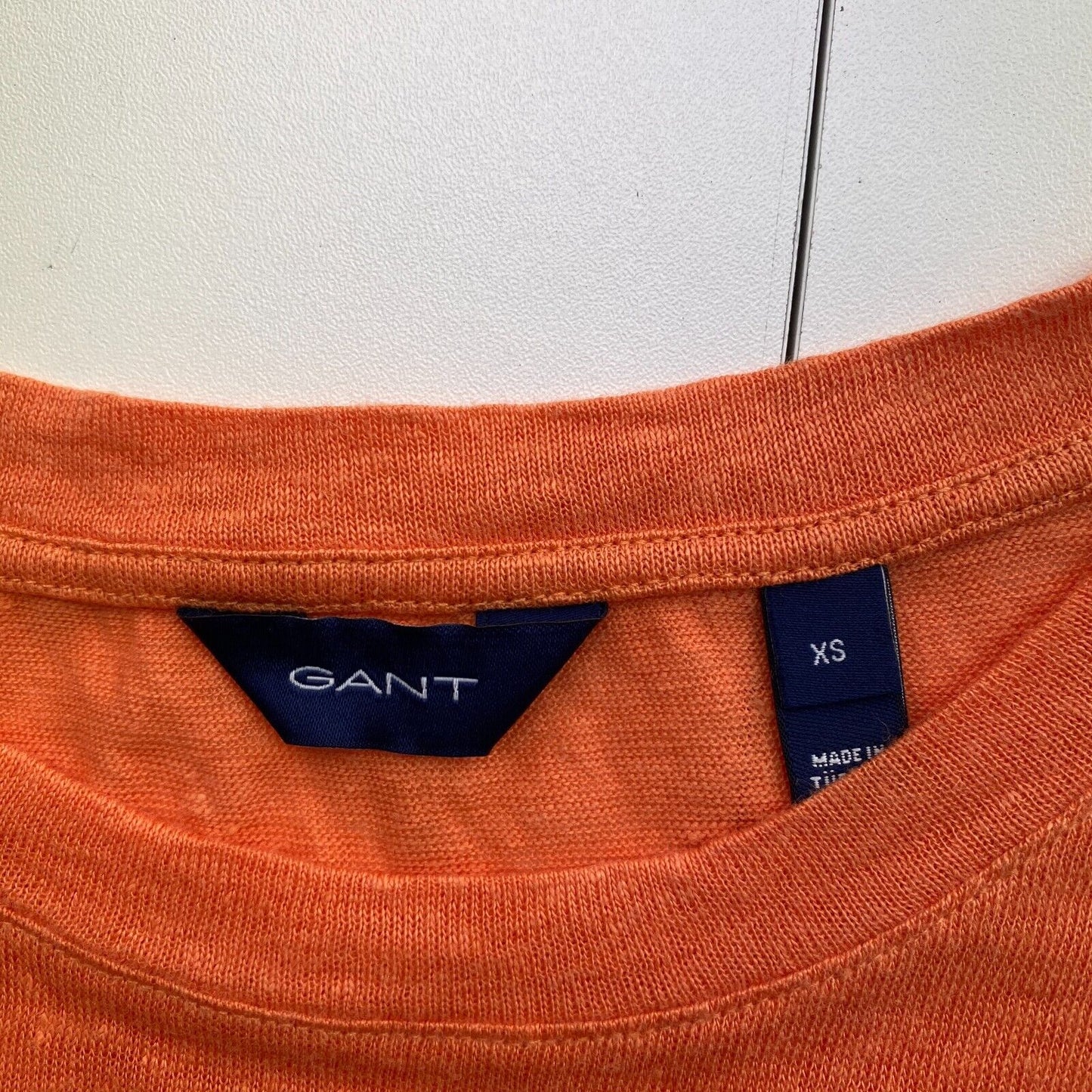 GANT Women Orange Linen Crew Neck Short Sleeve T Shirt Size XS