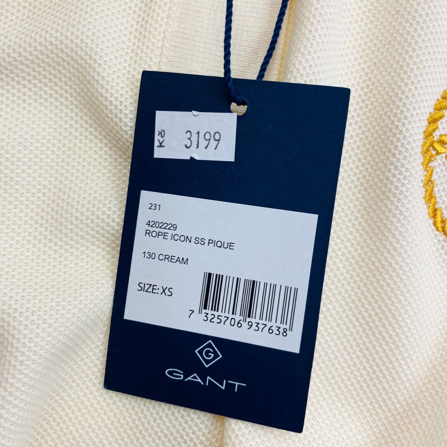 GANT Beige Rope Icon Piqué Poloshirt Größe XS